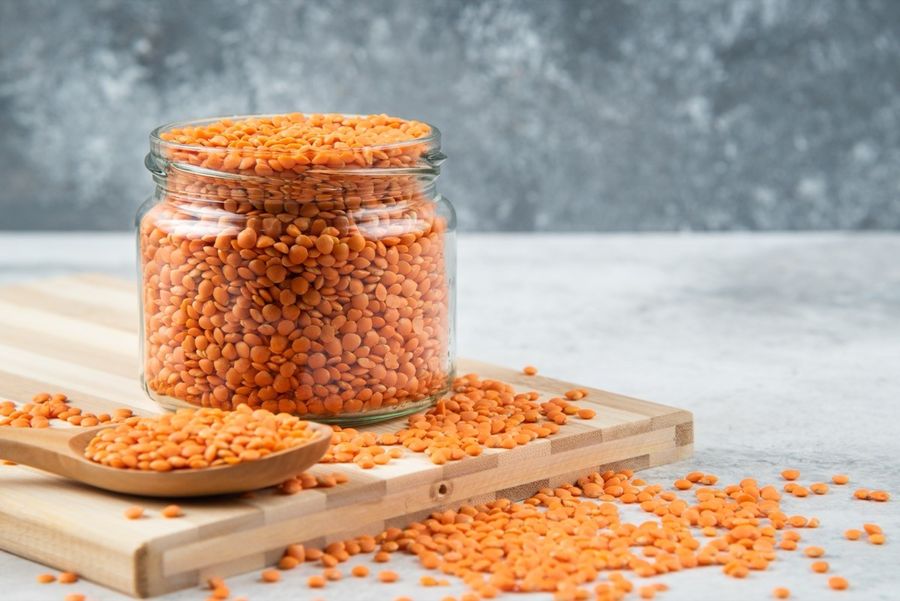 Red,Lentils,In,Bowl.,Dry,Orange,Lentil,Grains,,Heap,Of