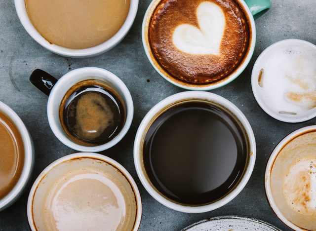 Aerial view of various coffee