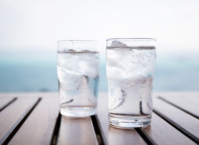 Glass of iced water at restaurant