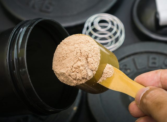 low key scoop up whey protein, selective focus