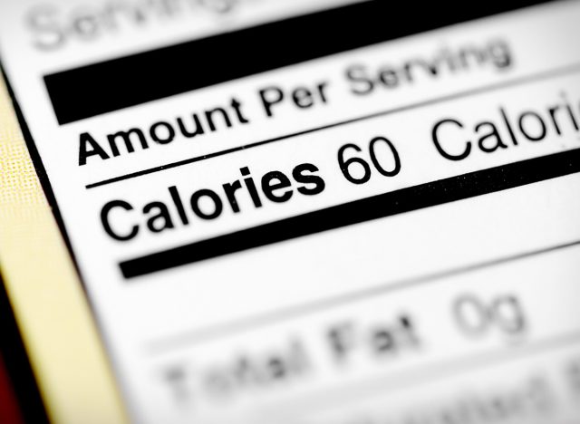 Nutritional label with focus on calories.