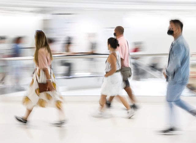 Abstract image of people in motion with blurred background