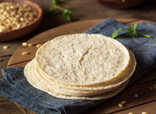 Homemade White Corn Tortillas in a Stack