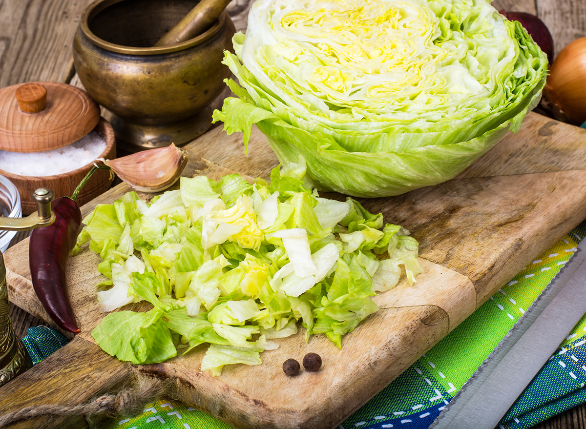 Chopped iceberg lettuce -ingridient for cooking Studio Photo