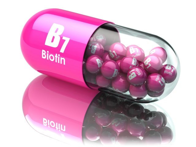 Vitamin B7 capsule. Pill with biotin