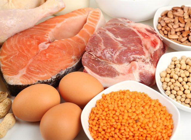 Food high in protein close-up