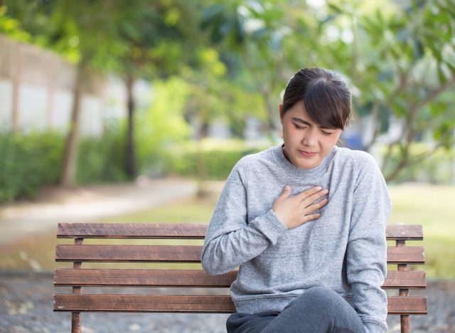 Woman has reflux acids at park