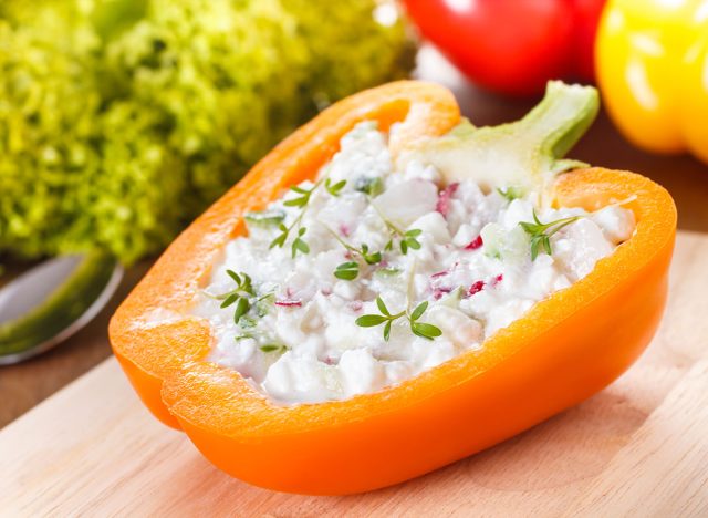 stuffed capsicum with cottage cheese, radish and cucumber