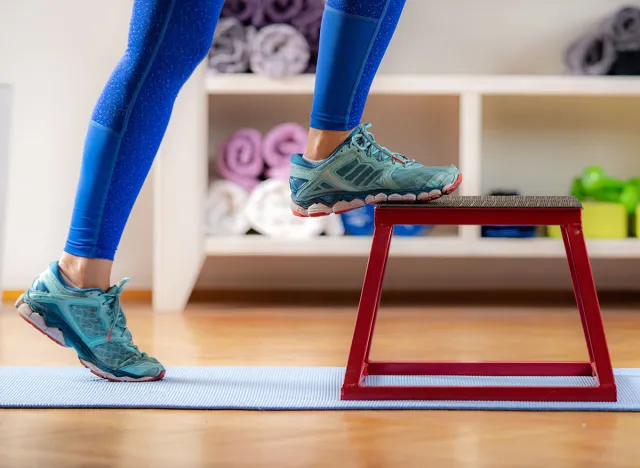 Woman Using Jumping Stool During Training