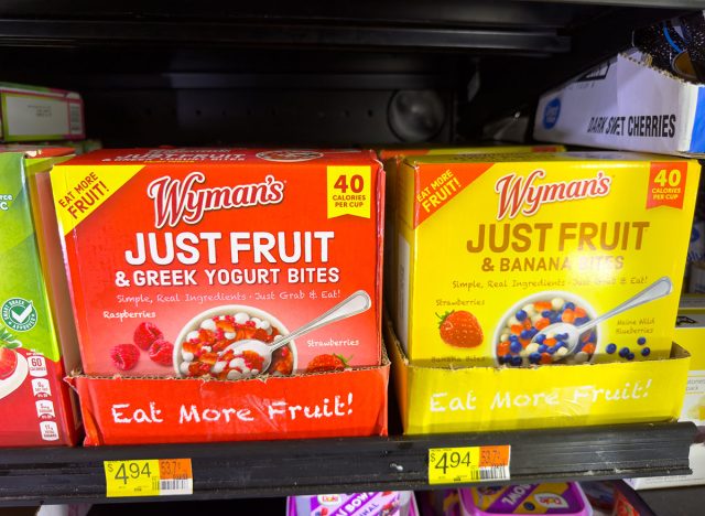 Los Angeles, California, United States - 09-30-2023: A view of several packages of Wyman's Just Fruit bites, on display at a local grocery store.