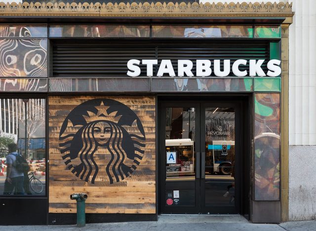 NEW YORK CITY - MAY 2015: Starbucks store. Starbucks is the largest coffeehouse company in the world.