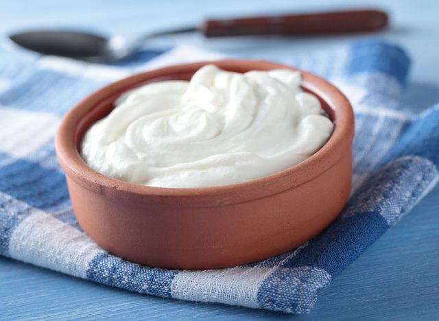 Greek yogurt in a pot