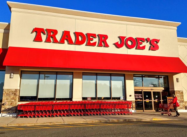 Trader Joe's discount retailer storefront, shopping carts - Saugus, Massachusetts USA - February 27, 2018