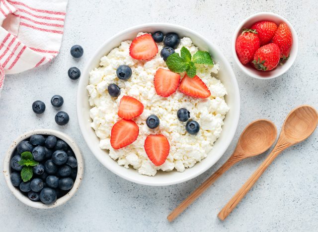 Cottage,Cheese,,Curd,Cheese,With,Fresh,Summer,Berries,In,A