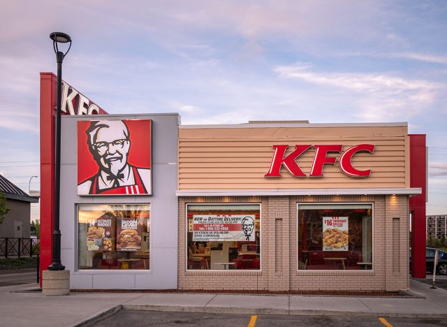 Calgary, Alberta - May 30, 2021: Exterior facade of a KFC restaurant in Calgary, Alberta.