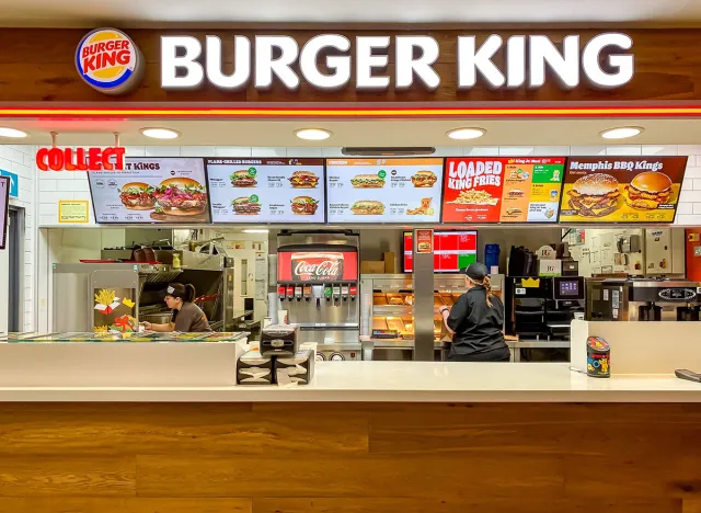 Warwick, UK - December 30 2022: The Burger King Fast Food outlet at Warwick Services on the M40 Motorway