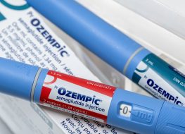 Montreal, CA - 16 November 2023: Ozempic semaglutide injection pens and box. Ozempic is a medication for obesity