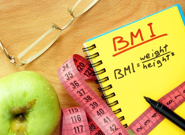 BMI body mass index formula rate formula in a notepad.