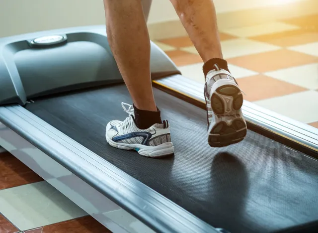 Legs on treadmill.physical therapy