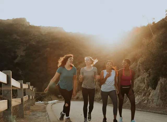 Friends hiking through the hills of Los Angeles