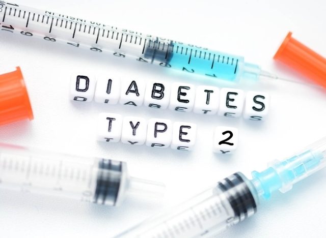Diabetes type 2 spelled with plastic letter cubes