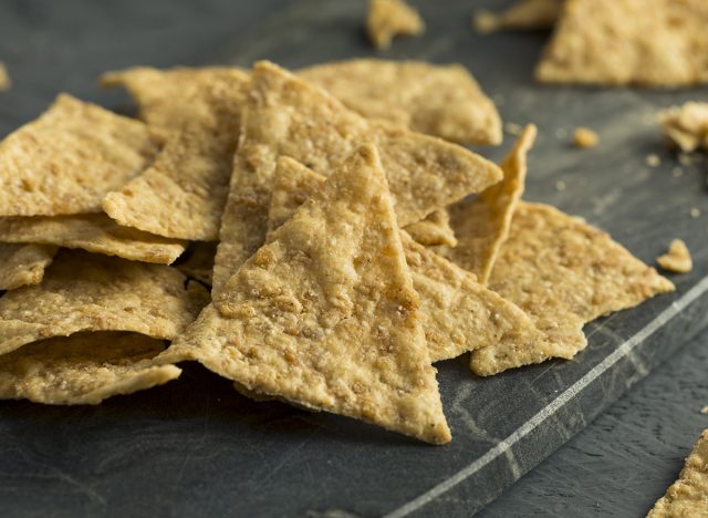 Healthy Gluten Free Rice Chips in a Pile