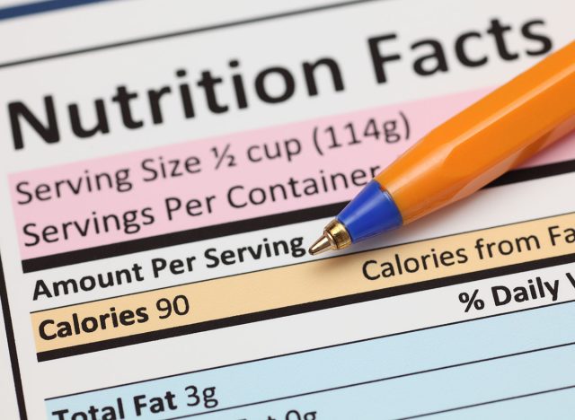 Nutrition facts. Close-up.