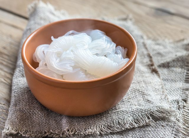 Bowl of shirataki noodles