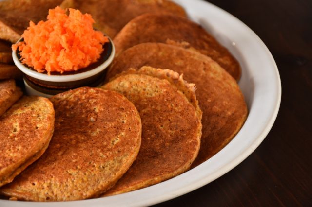 Carrot protein pancakes.