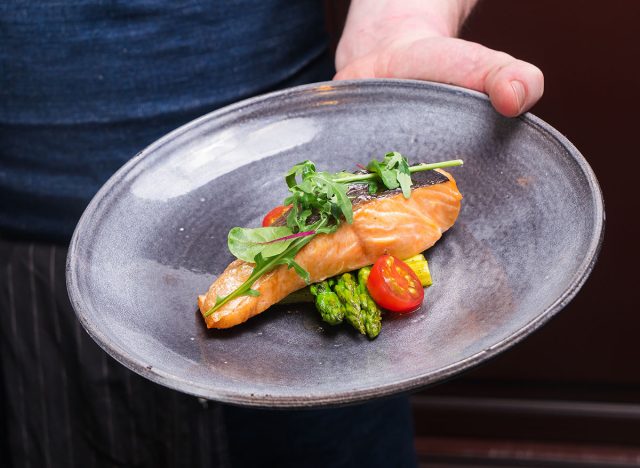 salmon steak with fresh herbs