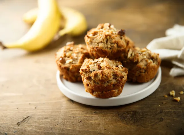 Homemade banana muffins with nuts