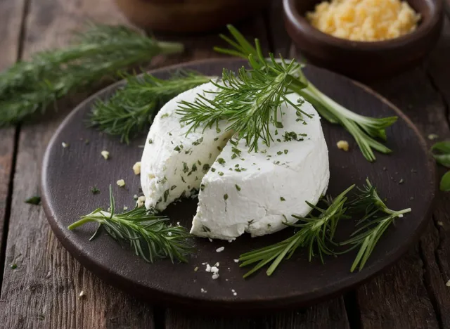 Goat Cheese with Herbs - Tangy goat cheese infused with aromatic herbs, perfect for appetizers.