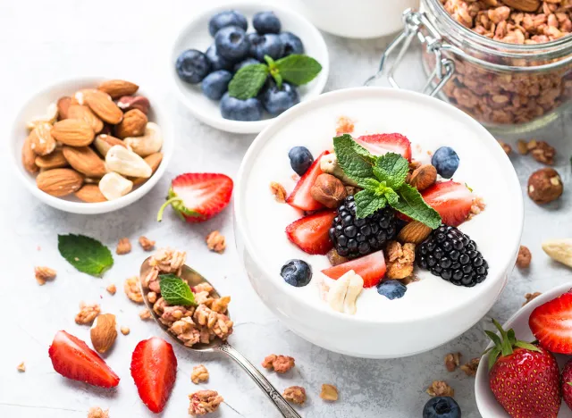 Greek yogurt granola and berry mix.