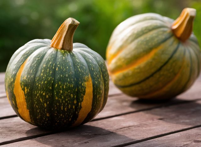 Acorn Squash - Small, sweet winter squash, often baked and served with butter and sugar, or stuffed.