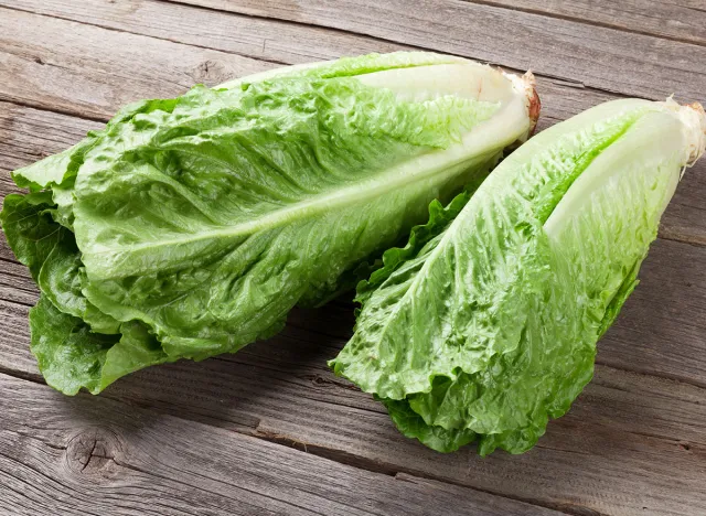 Fresh Romano salad on wooden table