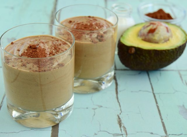 Vegan healthy chocolate avocado smoothie