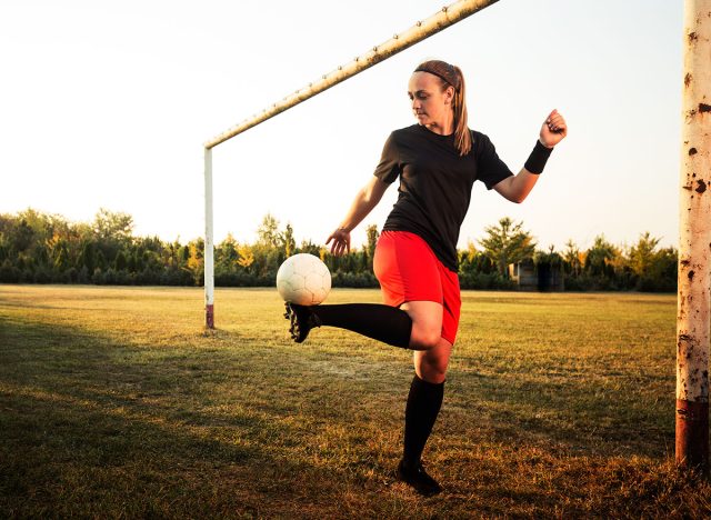 Female soccer player outdoors