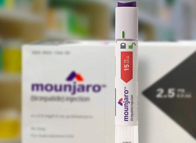 Mounjaro - Tirzepatide with injection pen is an antidiabetic medication used for the treatment of type 2 diabetes to lose weight and control blood sugar. Copenhagen, Denmark - November 8, 2023.