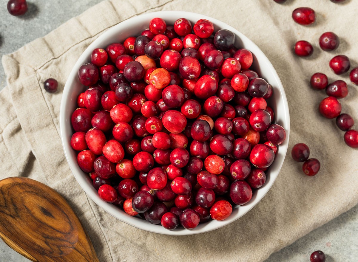 Organic Raw Red Cranberries in a Bowl Ready to Use