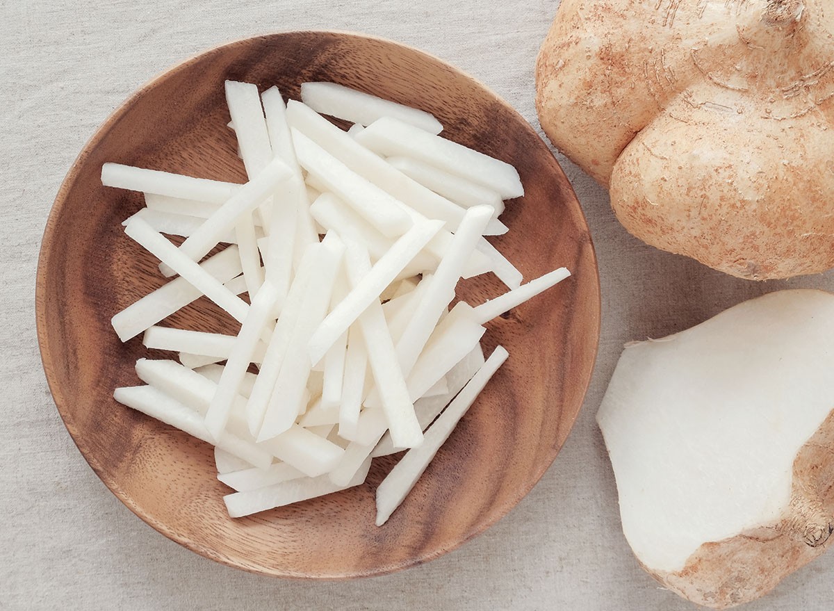 Raw Jicama, Mexican turnip, ketogenic food