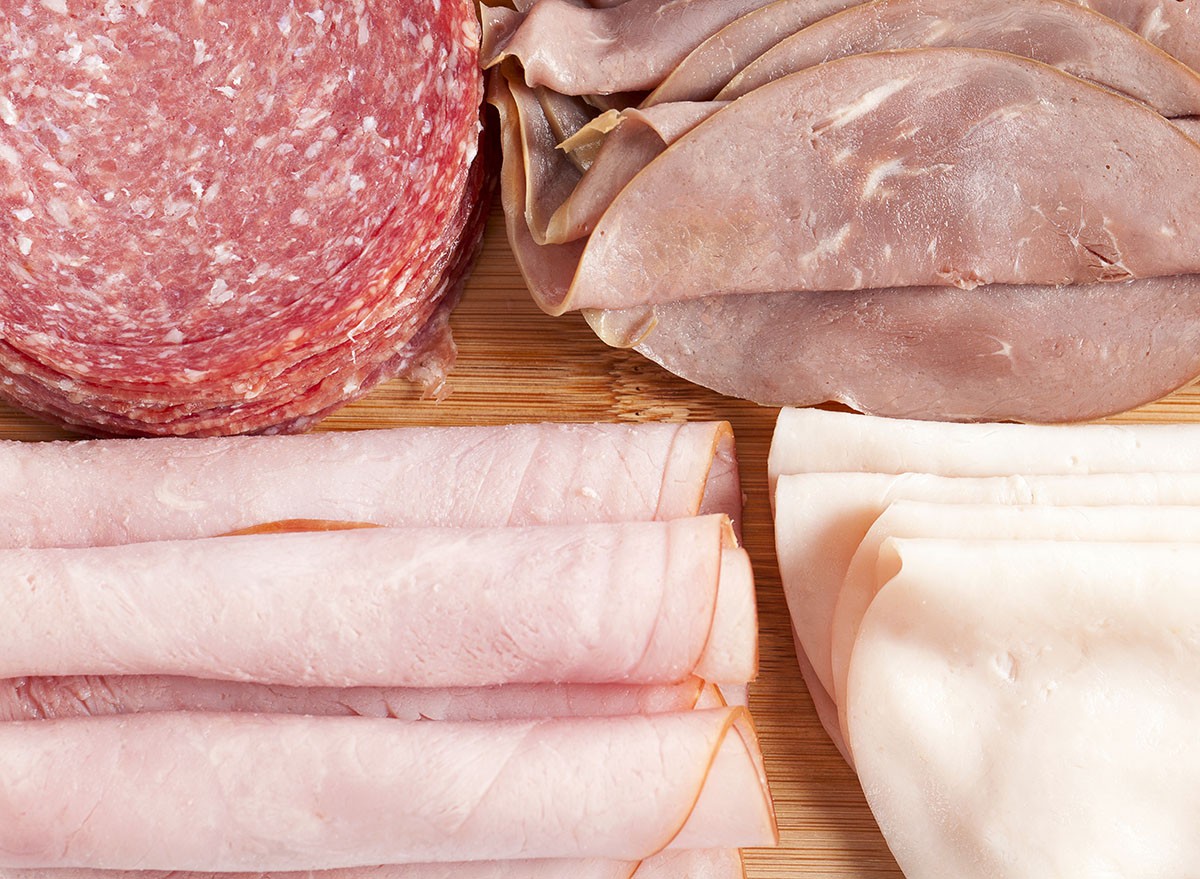Assorted sliced meat in a macro image