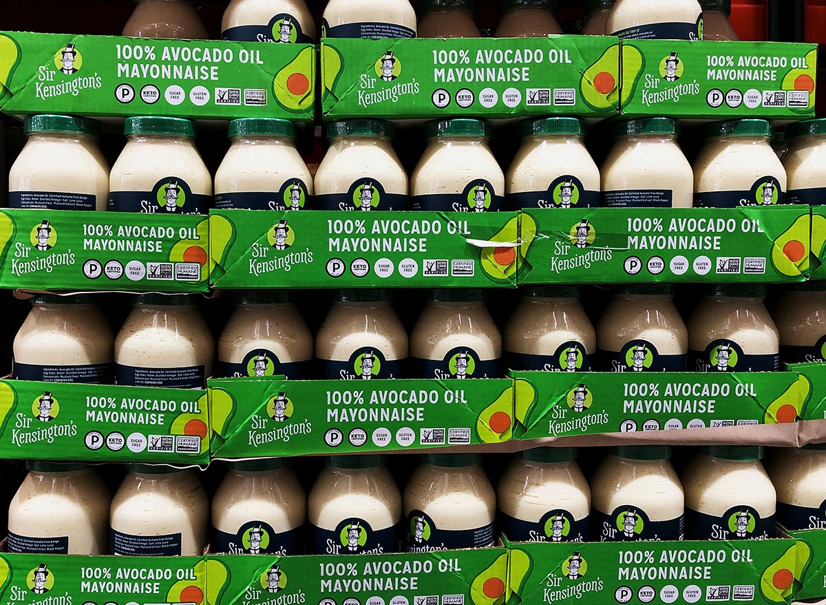 Avocado Oil Mayonnaise for sale in jars on display in store. Sir Kensington's is an American food company with headquarters in New York