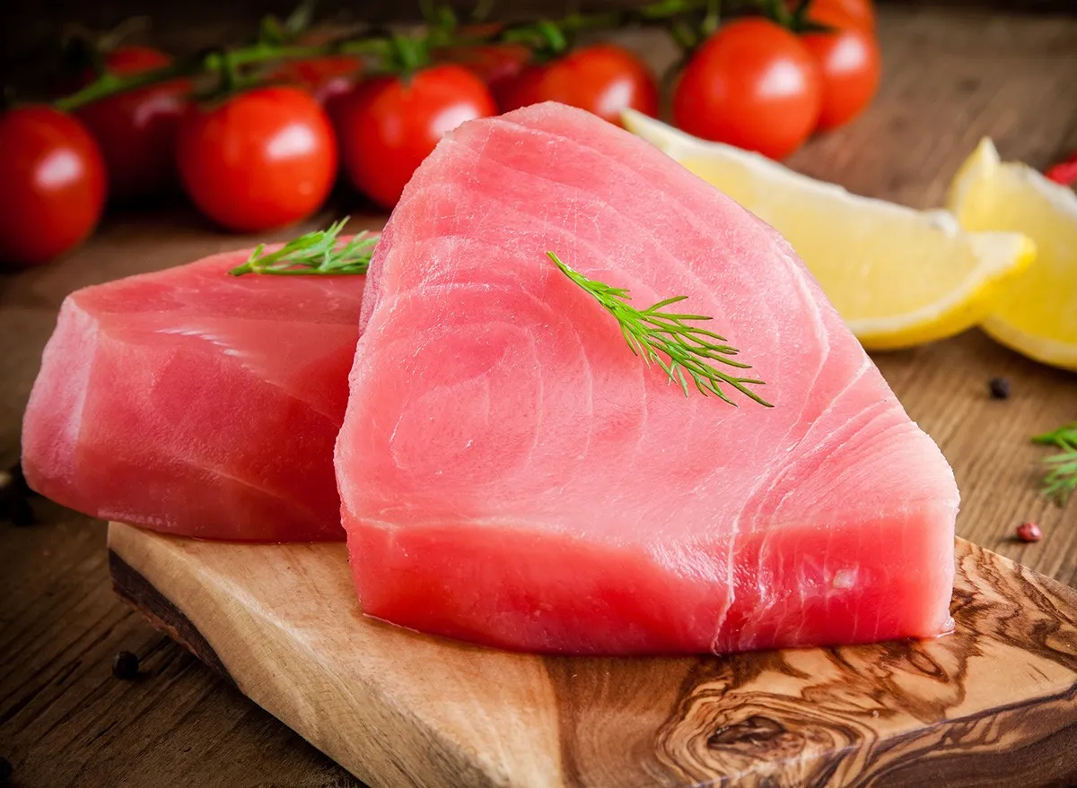 Raw,Tuna,Fillet,Dill,,Lemon,And,Cherry,Tomatoes,fish,food,protein