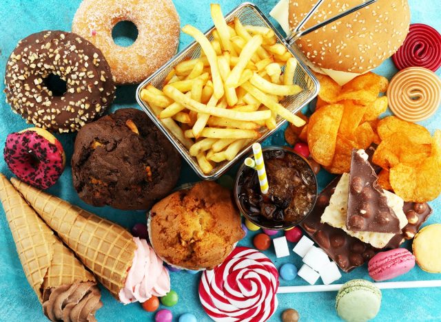 Unhealthy.,Food,Bad,Processed,junk,fries,donut,candy, carbohydrates