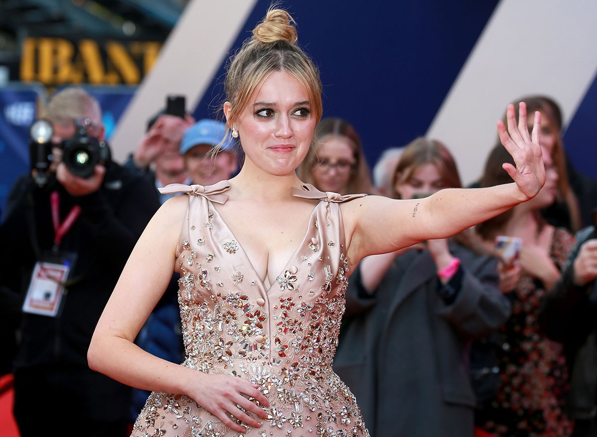 London, United Kingdom - October 09, 2022: Aimee Lou Wood attends the UK Premiere of "Living" during the 66th BFI London Film Festival at The Royal Festival Hall in London, England.