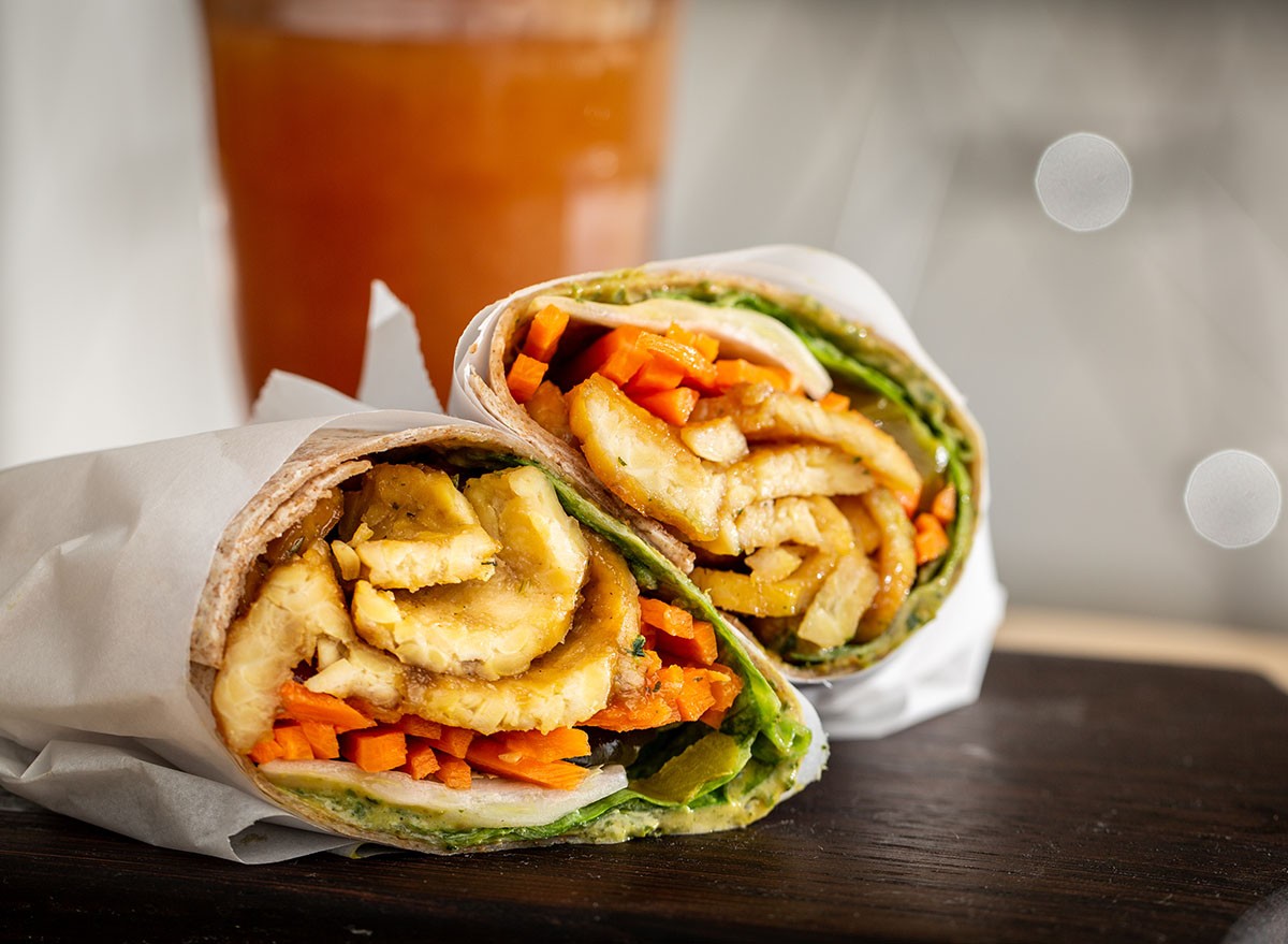 Vegan tempeh bacon wrap