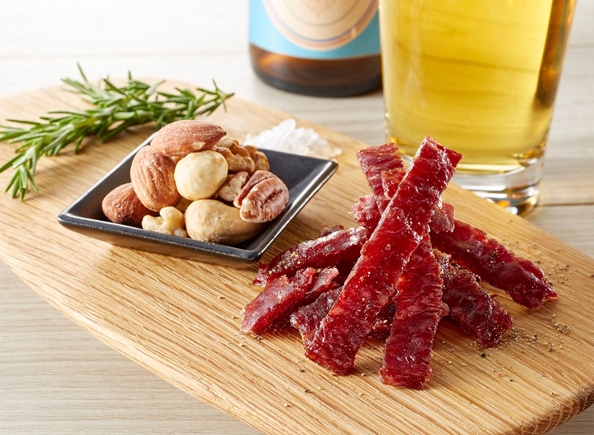 Beef Jerky on wooden board