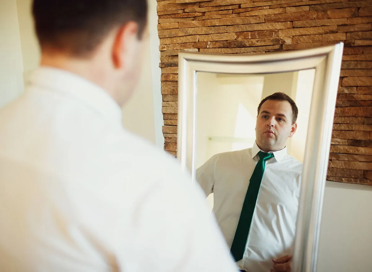 overweight, fat, weight loss, man, mirror, diet