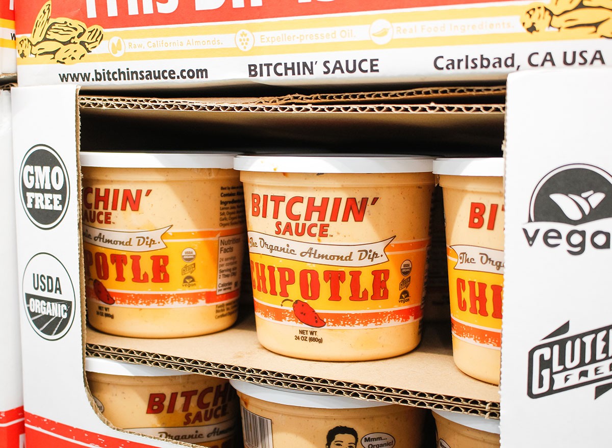 Los Angeles, California, United States - 08-09-2019: A view of several containers of Bitchin' Sauce on display at a local big box grocery store.