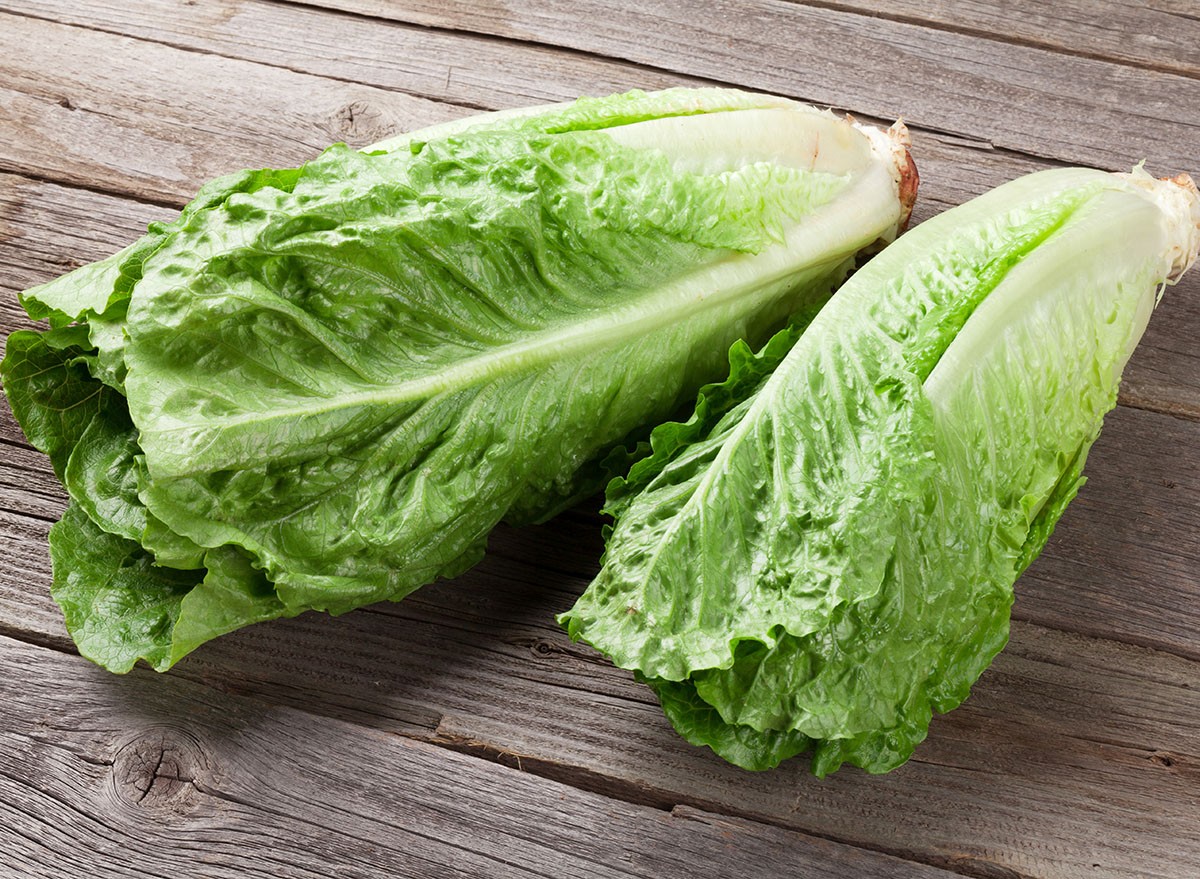 Fresh Romano salad on wooden table lettuce leafy greens